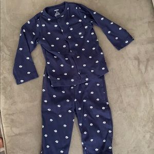Navy blue Elephant two piece pajamas. 9 Months